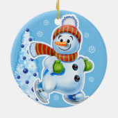 Weihnachtsschneemannsband Keramik Ornament (Hinten)