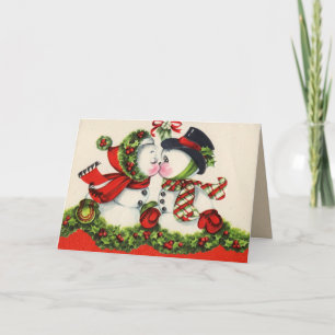 Weihnachtsschneemenschen Kiss Card Feiertagskarte