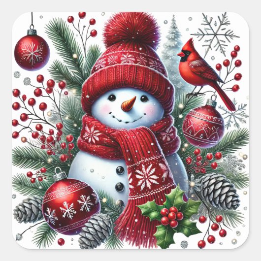 Weihnachtsschneemenschen Stickers (Vorderseite)