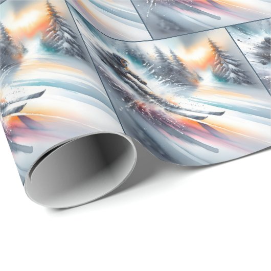 Weihnachtsschneeskier Geschenkpapier (Rolleneckpunkt)