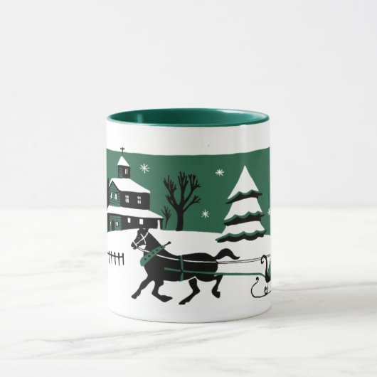 Weihnachtsschneeszene der 1940er Jahre - Tasse (Zentrum)