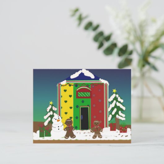 Weihnachtsschneeszene Feiertagspostkarte (Stehend Vorderseite)