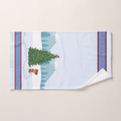 Weihnachtsschneeszene mit Snowman und Welpe Badhandtuch Set (Handtuch)
