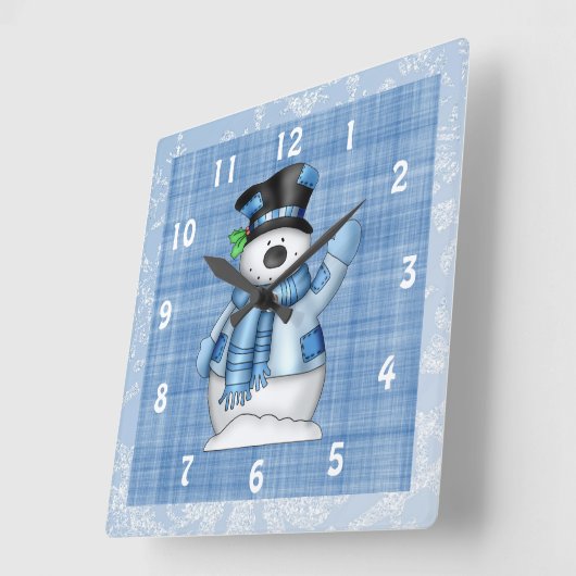 Weihnachtsschneeuhr Quadratische Wanduhr (Winkel)