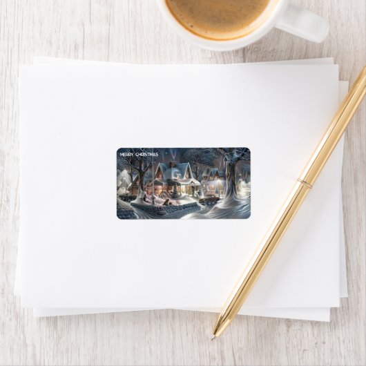 Weihnachtsschneeunterschrift Adressaufkleber (Insitu)