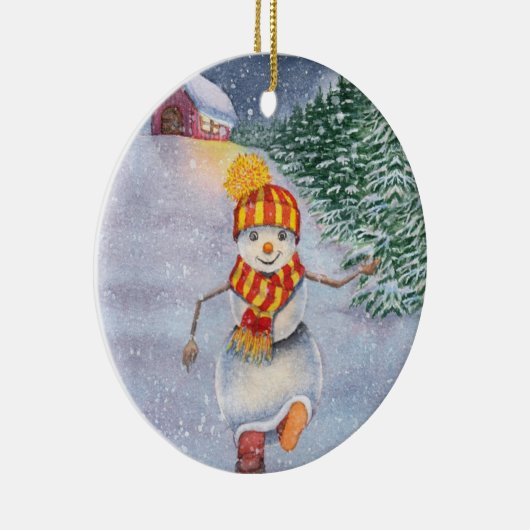 Weihnachtsschneewanderung Keramik Ornament (Rechts)