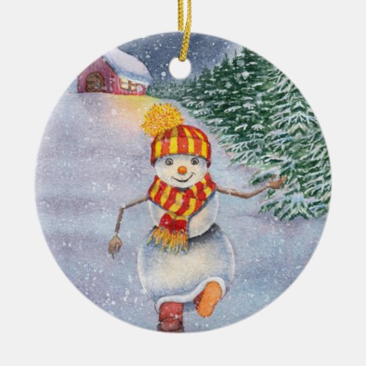 Weihnachtsschneewanderung Keramik Ornament (Vorne)