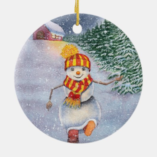 Weihnachtsschneewanderung Keramik Ornament (Hinten)