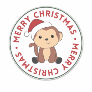 Weihnachtsschneewintertiere Affen Stick Aufkleber