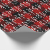 WeihnachtsschokE NAUGHTY Text auf Buffalo Kariert Geschenkpapier (Ecke)
