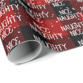 WeihnachtsschokE NAUGHTY Text auf Buffalo Kariert Geschenkpapier (Rolleneckpunkt)