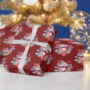 Weihnachtsschokolade auf Rot Geschenkpapier