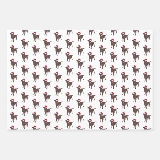 Weihnachtsschokolade Hund in Weihnachtsmannmütze Geschenkpapier Set (Vorderseite 2)