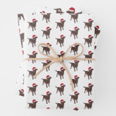 Weihnachtsschokolade Hund in Weihnachtsmannmütze Geschenkpapier Set (Beispiel)