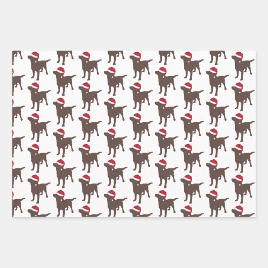 Weihnachtsschokolade Hund in Weihnachtsmannmütze Geschenkpapier Set (Vorderseite 3)