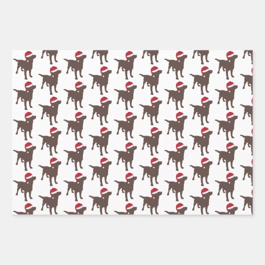Weihnachtsschokolade Hund in Weihnachtsmannmütze Geschenkpapier Set (Vorderseite 2)