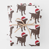 Weihnachtsschokolade Hund in Weihnachtsmannmütze Geschenkpapier Set (Beispiel)