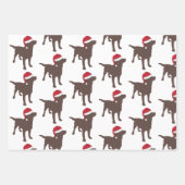 Weihnachtsschokolade Hund in Weihnachtsmannmütze Geschenkpapier Set (Vorderseite)