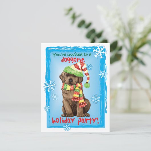 Weihnachtsschokolade Labrador Einladung (Stehend Vorderseite)