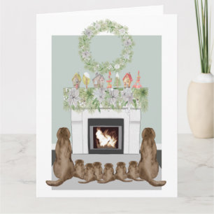 Weihnachtsschokolade Labrador Family Feuerplatz Sz Karte