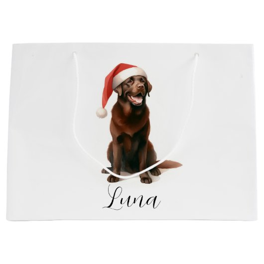 Weihnachtsschokolade Labrador Hund Hundehütte Gesc Große Geschenktüte (Vorderseite)