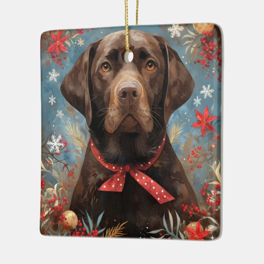 Weihnachtsschokolade Labrador Hund Keramikornament (Links)