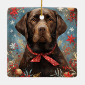 Weihnachtsschokolade Labrador Hund Keramikornament (Rückseite)
