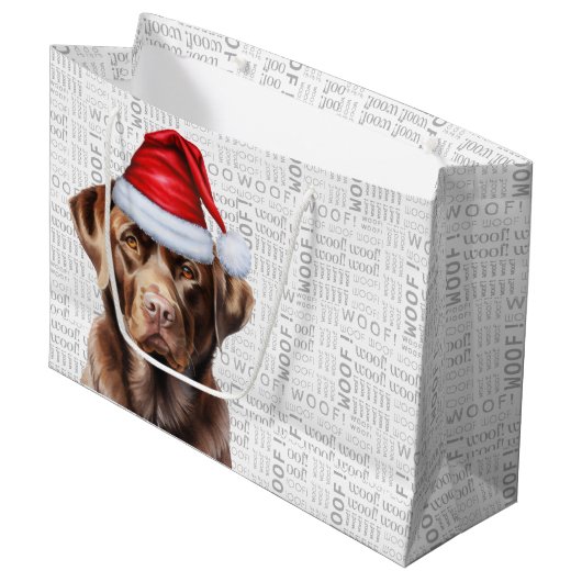 Weihnachtsschokolade Labrador Hund Urlaub Große Geschenktüte (Vorderseite Schrägansicht)