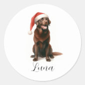 Weihnachtsschokolade Labrador Hundelhutticker Runder Aufkleber (Vorderseite)