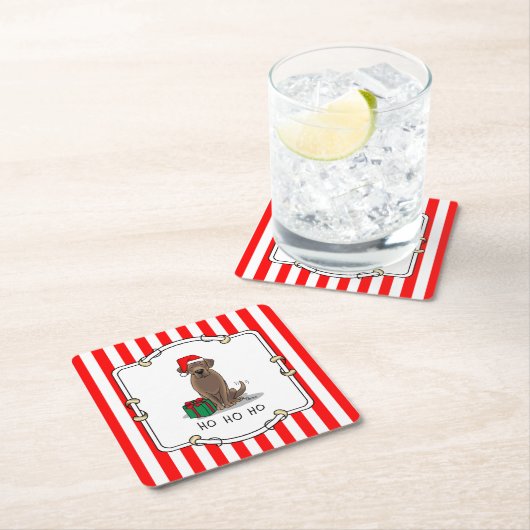 Weihnachtsschokolade Labrador Niedlich Rechteckiger Pappuntersetzer (Vor Ort)