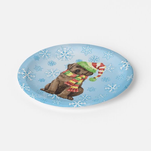 Weihnachtsschokolade-Labrador Pappteller (Schrägansicht)
