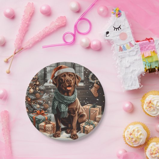 Weihnachtsschokolade Labrador Retriever Dog Pappteller (Party)