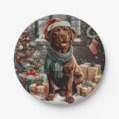 Weihnachtsschokolade Labrador Retriever Dog Pappteller (Vorderseite)