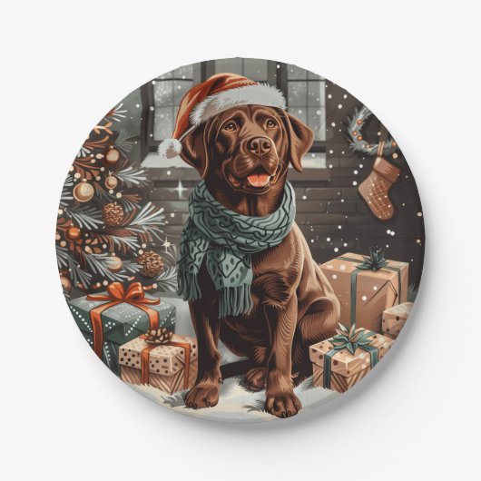 Weihnachtsschokolade Labrador Retriever Dog Pappteller (Vorderseite)