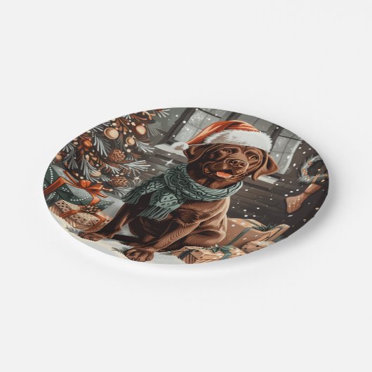 Weihnachtsschokolade Labrador Retriever Dog Pappteller (Schrägansicht)