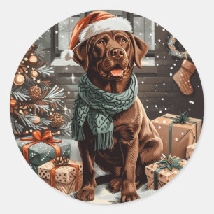Weihnachtsschokolade Labrador Retriever Dog Runder Aufkleber