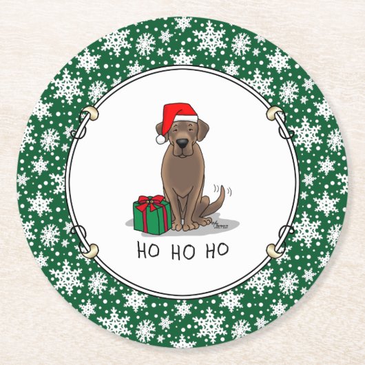 Weihnachtsschokolade Labrador Retriever Funny Runder Pappuntersetzer (Vorderseite)