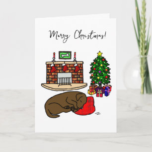 Weihnachtsschokolade Labrador Schlafen Feiertagskarte