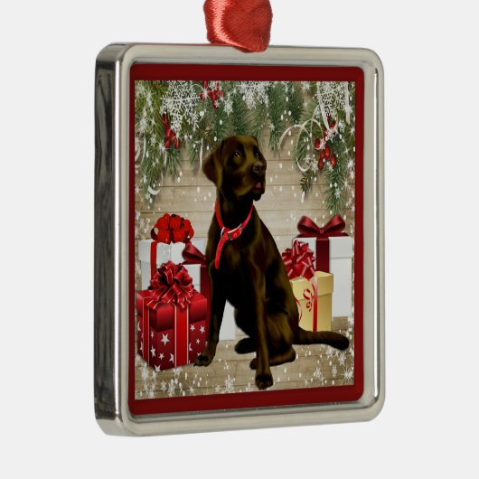 WEIHNACHTSschokolade LABRADOR Silbernes Ornament (Rechts)
