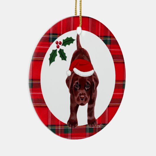 Weihnachtsschokolade Labrador Welpe Keramik Ornament (Rechts)