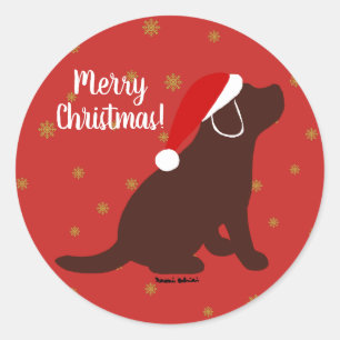 Weihnachtsschokolade Labrador Welppy Runder Aufkleber