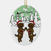Weihnachtsschokolade Labradors Cartoon Keramikornament (Rechts)