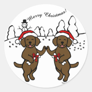 Weihnachtsschokolade Labradors Cartoon Runder Aufkleber