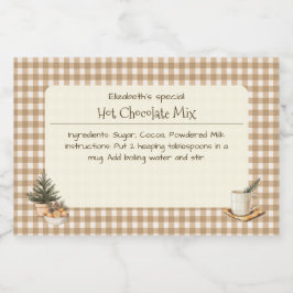 Weihnachtsschokolade Mix Brown Gingham Labels Lebensmitteletikett