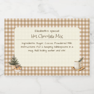 Weihnachtsschokolade Mix Brown Gingham Labels Lebensmitteletikett