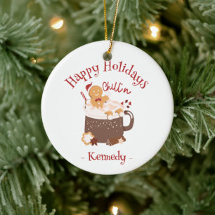 Weihnachtsschokolade und Lebkuchen Keramik Ornament