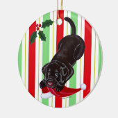 Weihnachtsschokoladen-Labrador-Welpe Keramikornament (Links)