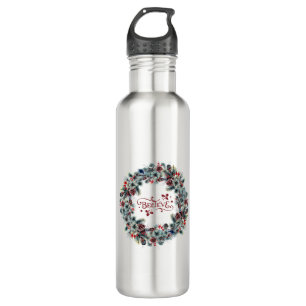 Weihnachtsschreath BELIEVE Typografie Edelstahlflasche