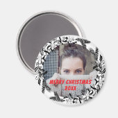 Weihnachtsschreath Custom Foto Black Magnet (Vorderseite/Rückseite)