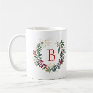 Weihnachtsschreath Custom Monogram Kaffeetasse